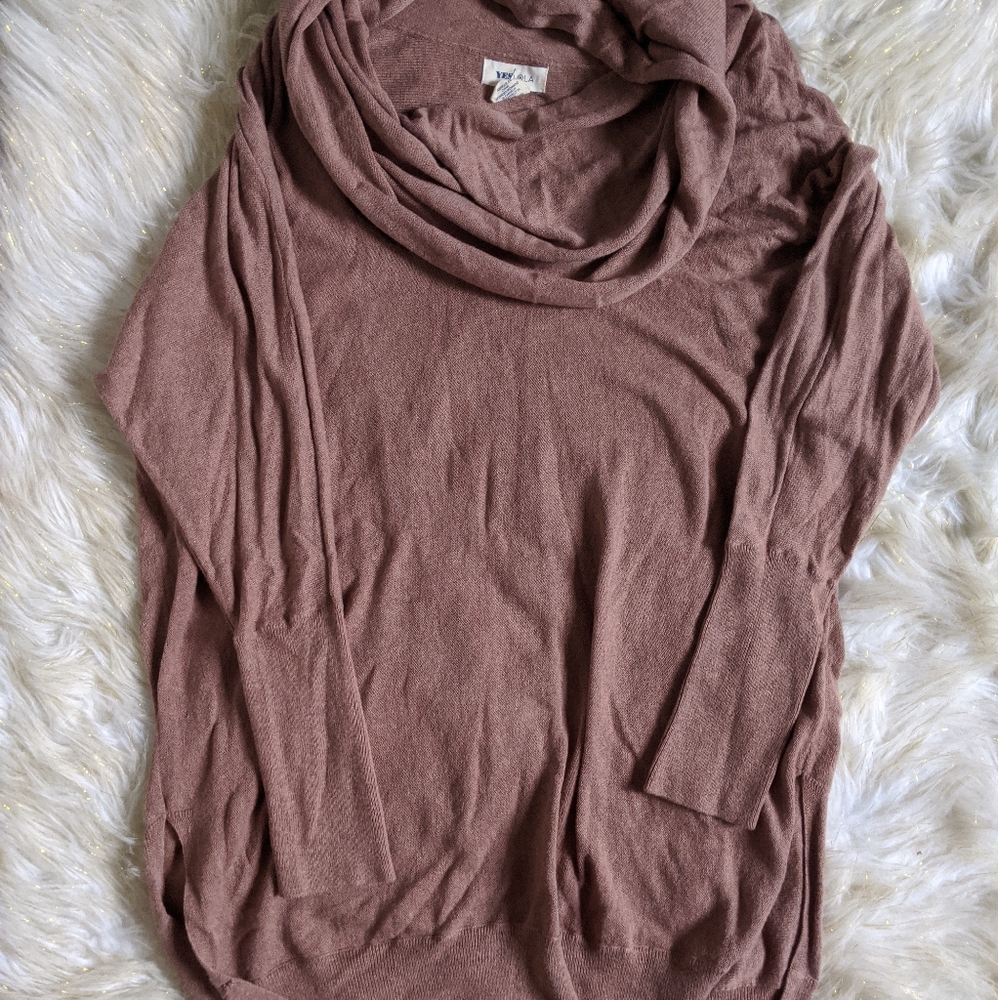 Cowl neck thin long sweater